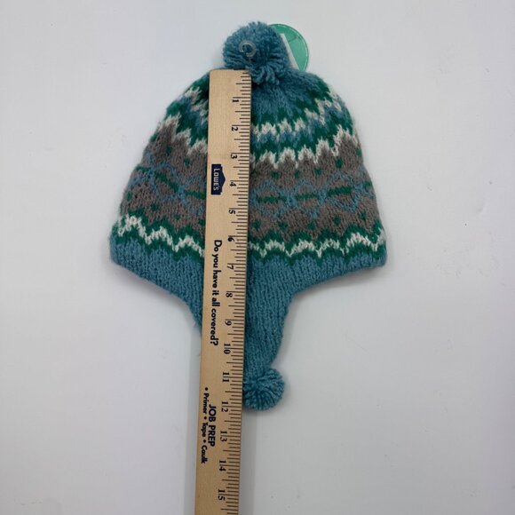 Pixie Beanie By Cold As Ice Women’s Mint Patterned Knit Hat With Pom Pom - Picture 7 of 8